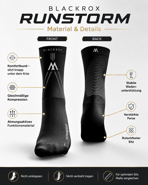 BLACKROX Runstorm Kompressionsstrümpfe Laufen Sport Wadenstütze – Seitenansicht