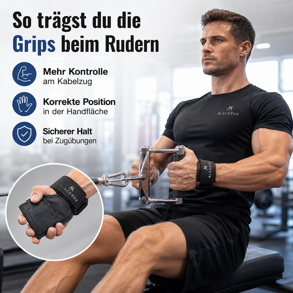 ROXVALION Power Grips beim Rudern tragen
