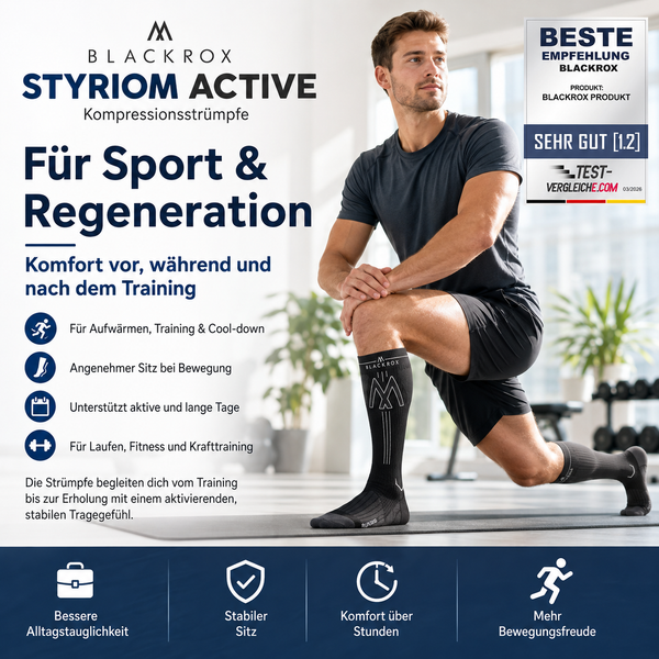 BLACKROX STYRIOM ACTIVE Kompressionsstrümpfe Sport Alltag – Eigenschaften