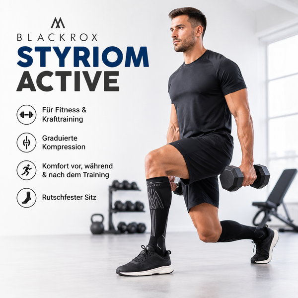 BLACKROX STYRIOM ACTIVE Kompressionsstrümpfe Sport Alltag – Anwendung