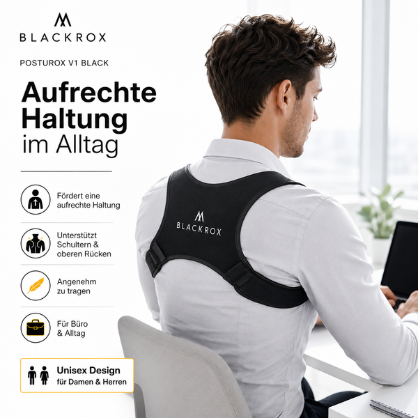 BLACKROX POSTUROX V1 Rücken-Geradehalter Schwarz Haltungskorrektur – Gesamtansicht