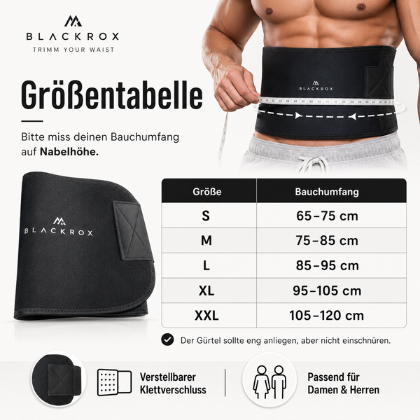 BLACKROX ROXVALION Größentabelle Handgelenkumfang S/M 16-19 cm, L/XL 20-23 cm